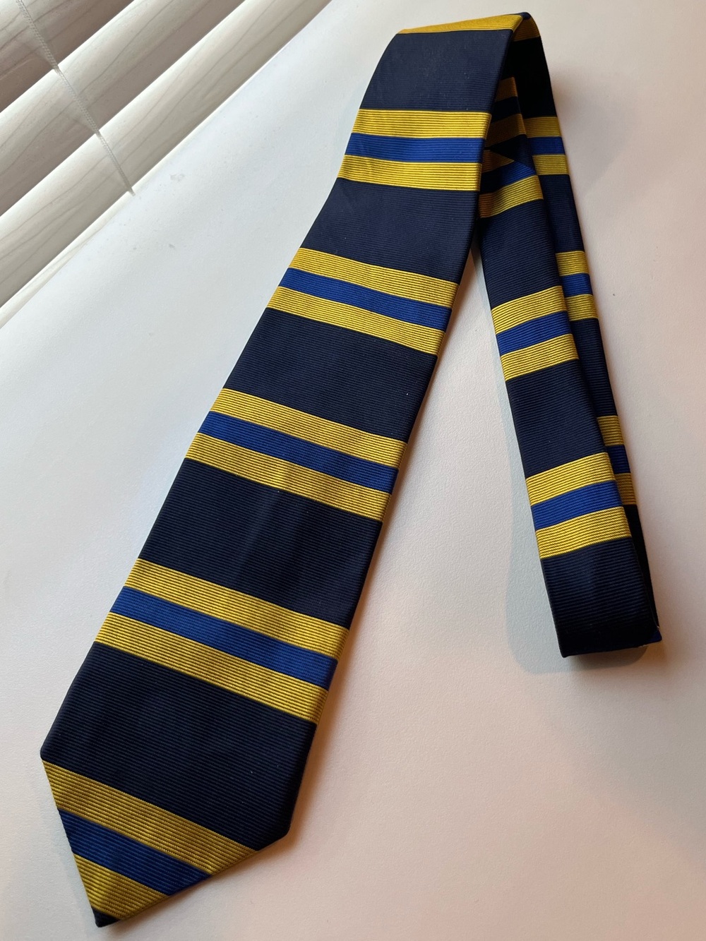 Brooks Brothers Navy and Yellow Striped Silk Tie